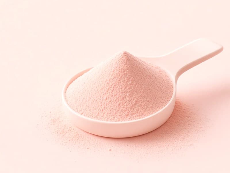 Scoop of pale pink myo-inositol powder