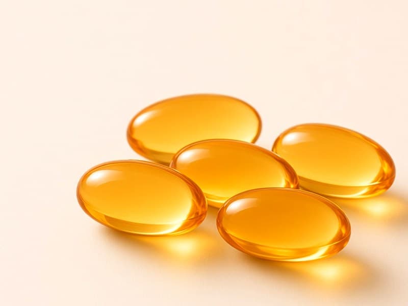 Golden vitamin D3 softgels